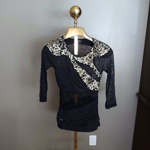 bebe Black Mini Dress with Gold/Silver Sequins